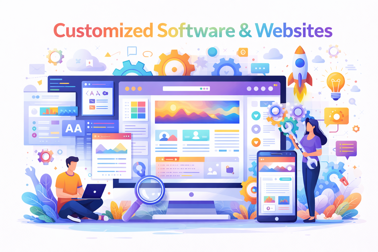Customized software and websites illustration